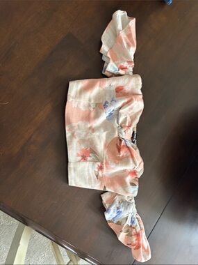 Express Peach Floral Off-Shoulder Crop Top